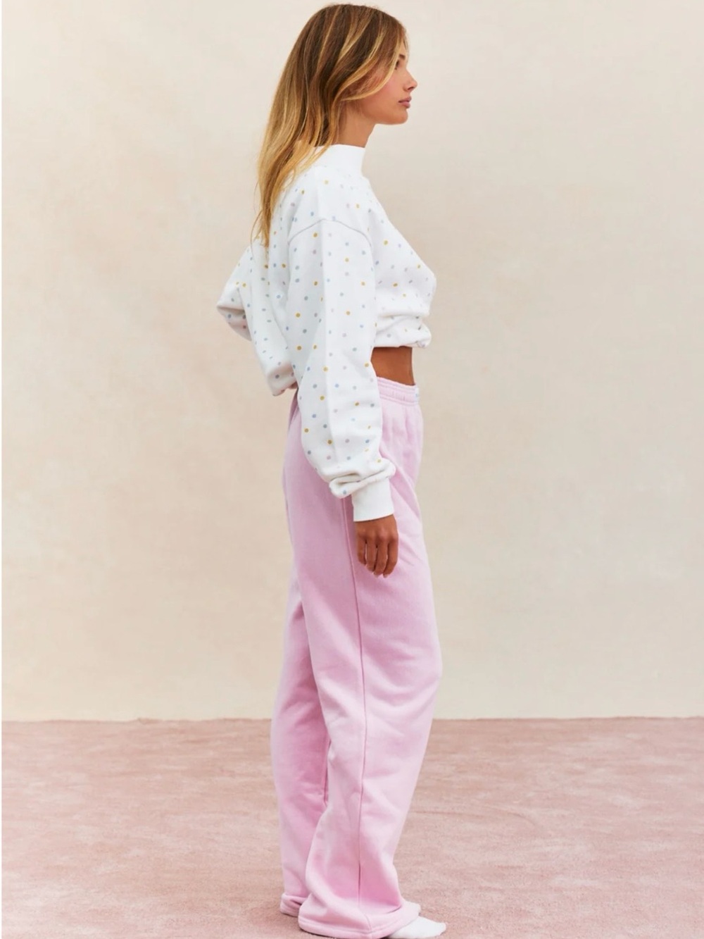 PARKE Birthday Boxer Sweatpants Lounge Pants in Light Pink Sprinkle - Picture 3 of 3